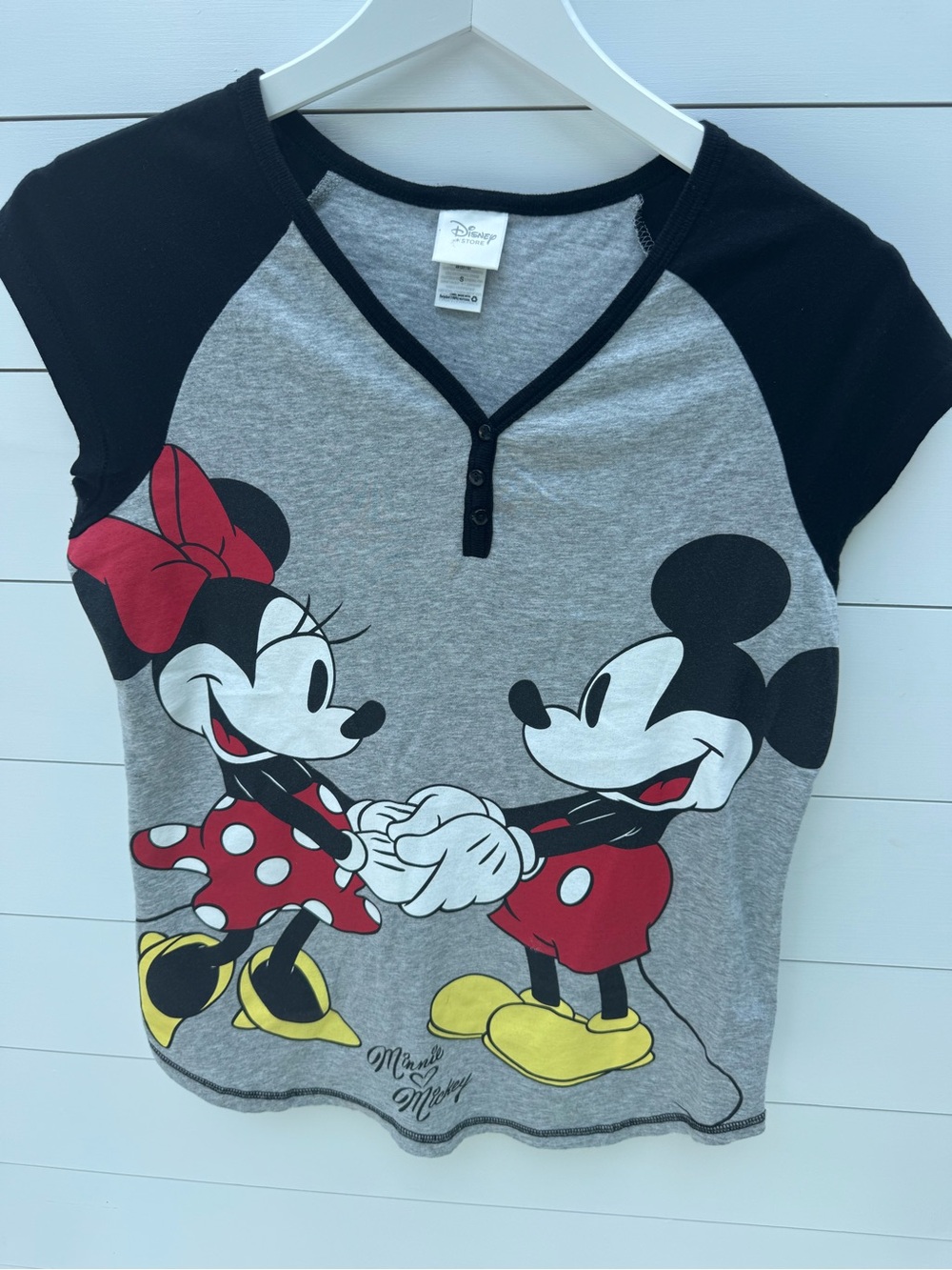 Disney Girls' Grey & Black Minnie & Mickey Graphic Tee